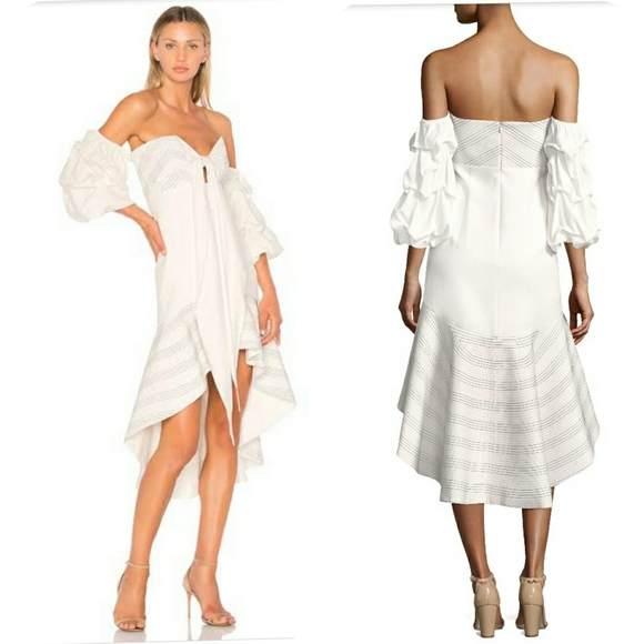 Zuki Off-The-Shoulder Flounce Hem Silk Dre… - Picture 4 of 11